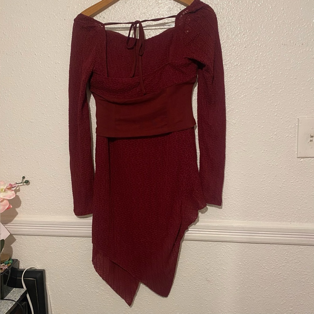 Missguided+ Red Asymmetrical Ruched Bodycon Dress Size M